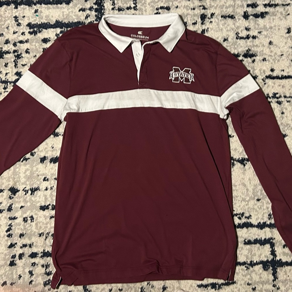 Colosseum Maroon and White Men's Long Sleeve Shirt
